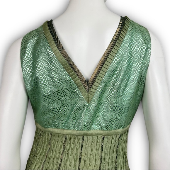 VIRTUES Vintage Empire Waist Metallic Fairy Grunge Circle Skirt Midi Dress Boho - Picture 10 of 15